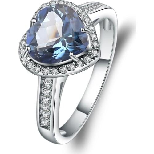 GEMS BALLET 925 Sterling Silver Heart Shape Natural Iolite Blue Mystic Romantic Quartz Gemstone Rings Fine Jewelry For Women