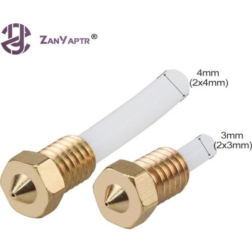 1Pcs E3D V6 Extruder Brass Nozzle 0.4mm used For 1.75mm Filament 3mm/4mm PTFE tube can through Copper Nozzle Print Head