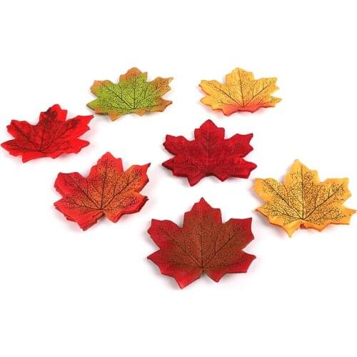 100Pcs Maple Leaves Artificial Leaves Simulation Halloween Autumn Leaves For Wedding Table Decorations Crafts Thanksgiving Day