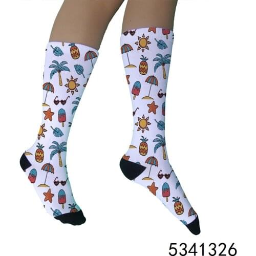2021 Animal Tropical Plant Cartoon Pattern Printed Design Photo Cew socks