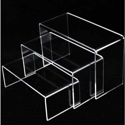 Acrylic Clear Display Risers 3 Steps Riser Display Stand Shelf For Displaying Pop Figures, Cupcakes, Perfumes adaptable