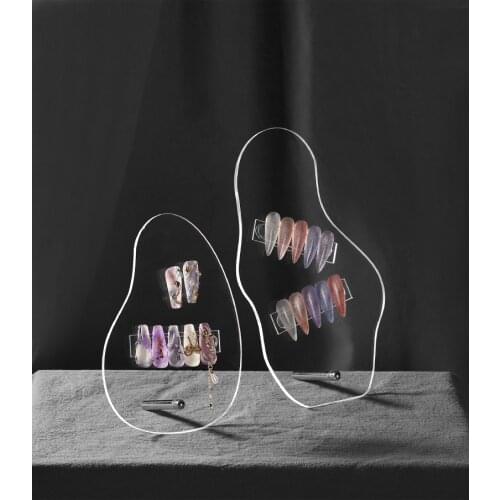 Acrylic Tabletop Acrylic Nail Art Display Irregular Board Transparent Nail Art Showing Holder, Acrylic Dust-proof Display Board