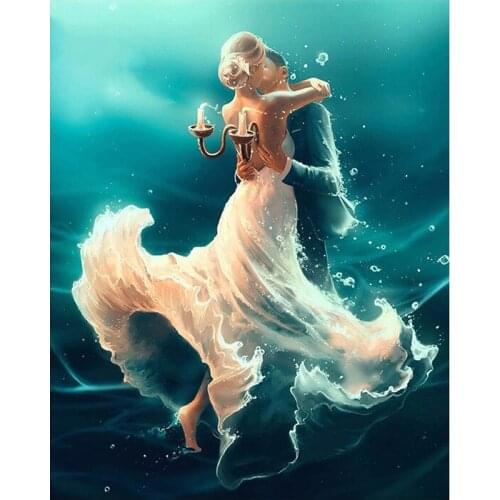 Diamond 5D DIY Diamond Painting Couple Dancing Water Embroidery Cross Stitch Rhinestone Mosaic Painting Decor Gift