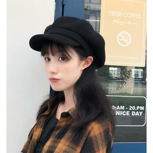 H3539 Women Warm Beret Hat Pure Color Retro Painters Cap Male Female Autumn Winter High Quality Fashion Casual Student Girl Caps
