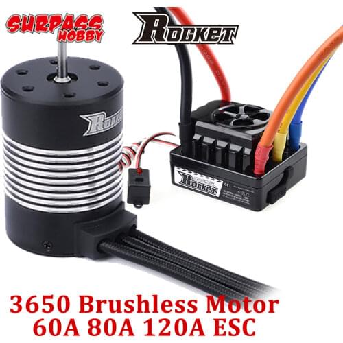 Surpass Hobby 3650 Brushless Motor Waterproof 60A 80A 120A ESC 3S 7700KV for 1/10 1/12 RC Car HSP 94123 Traxxas Slash 540 Brush