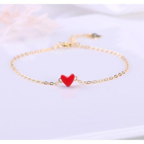 S925 Sterling Silver little red heart bracelet Dadongmen synthetic pine stone peach heart bracelet girl heart hand ornament