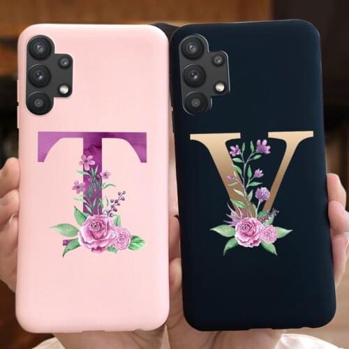 For Samsung A32 Case Fashion Flowers 26 Letters TPU Silicone Coque Case For Samsung Galaxy A32 4G 5G A 32 A326B Shockproof Funda