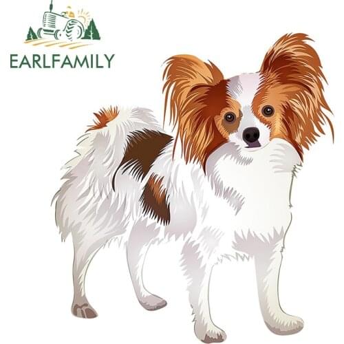 EARLFAMILY 13cm x 11.8cm for Papillon Dog Car Sticker Motorcycle Bumper Air Conditioner Refrigerator Laptop Surfboard Decal