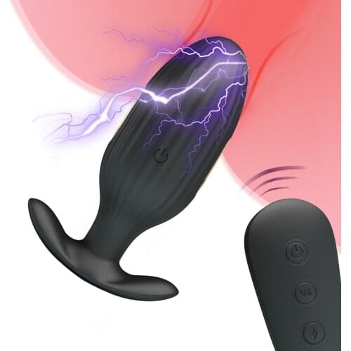 Electric Shock Prostate Massage Vibrator Wireless Remote Control Powerful Anal Plug Stimulator Sex Toys for Men Gay Sex Products