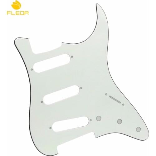 FLEOR No Screw Mount Hole Electric Guitar Pickguard SSS Ivory 3Ply fit FD ST Electric Guitar