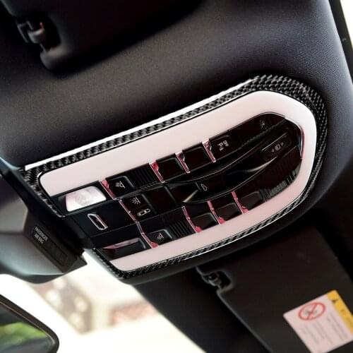 Geniun Carbon Fiber Car Interior Front Top Reading Light Panel Frame Trim Cover Styling sticker Fit For Porsche Macan 2014-2021