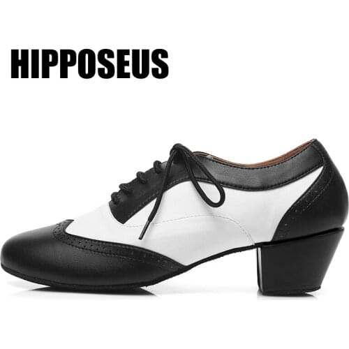 Hipposeus Dance-Shoes Leather Women Men Ballroom Latin Tango Modern Salsa Dancing Shoes Girls Boys Soft Dance Shoes Professional