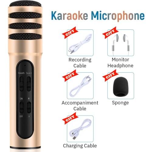 Handheld Condenser Karaoke Microphone Studio Kits with Headphones Professional Wireless Microphone for Youtube Live Recording