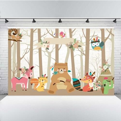Neoback Animals Photo Backdrop for Photography Newborn Baby Shower Birthday Pattern Custom Background for Photo