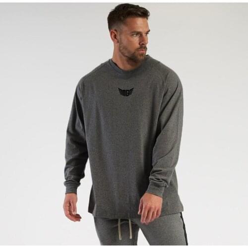 Brand Clothing Oversized T shirts Mens Dropped Shoulder Long Sleeve Tops Tees Autumn Hip Hop Loose T-shirt Male Cotton Tshirt