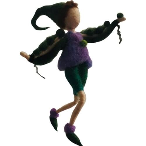 Needle Felting Kit for Beginners Pea Elf, DIY Craft Gift for Mom, Felting Mat, Felting Needles, Video Manual, Height 10cm (4")