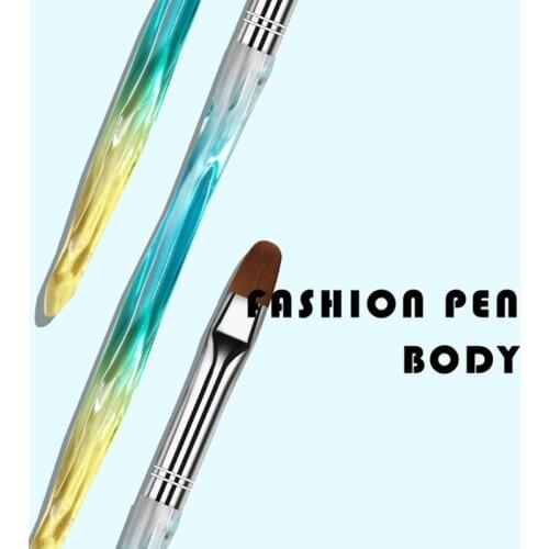 Q1QD 10Pcs Nail Art Brushes Set Colorful Gradient Plastic Crystal Handle UV Gel Liner Stripe Painting Pen DIY Manicure Tools