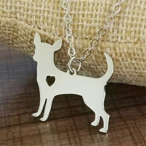 New Chihuahua Necklace Silver Color Stainless Steel Chihuahua Pendant Necklace Animal Dog Jewellery