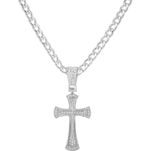 New Men Women Hip Hop Cross Pendant Necklace with 4mm Zircon Tennis Chain Iced out Bling Necklace HipHop Jewelry Fashion Gift