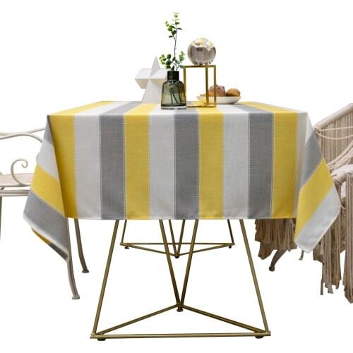 Rectangular Tablecloth Yellow Striped Tea Table Cloth Fabric Cotton and Linen Hipster Hotel Table Cloth Custom Wholesale