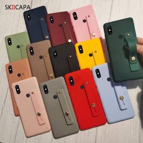 Wrist Strap Stand holder Silicone Phone Case For Xiaomi POCO F1 K30 Pro Mix 3 2S Max 3 2 6X Case Matte Hand Band Soft Back Cover
