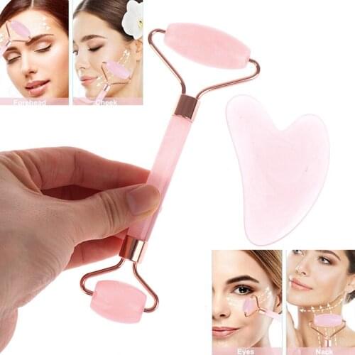 2pcs/set Face Lifting Up Wrinkle Remover Natural Resin Face Massage Roller Gua Sha Scraper Board Massage Tool