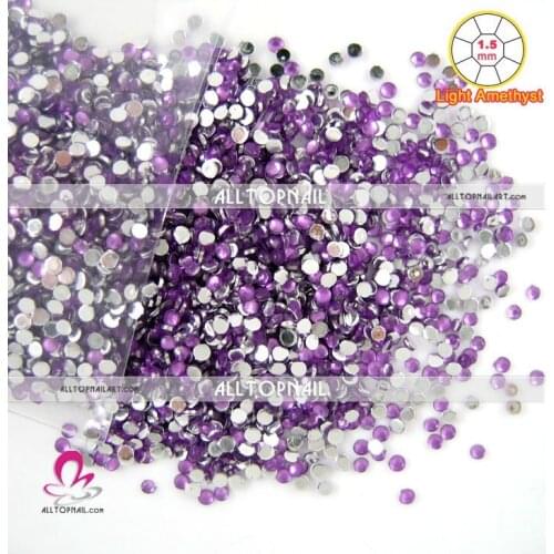 Light Amethyst 1.5mm faceted round Nail art rhinestones are elegant gemlike ornaments 12packs(21 colors available)-Free Shipping