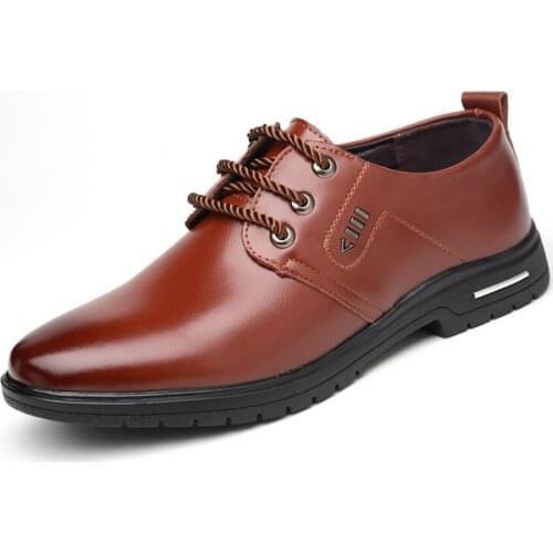 LuckMan 2018 Spring Summer Mens Leather Shoes Leather Business Dress Mens Shoes Pointed Casual Shoes Black Brown LMS026