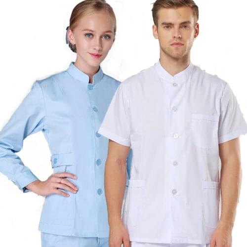 Mandarin Scrub Uniform Nurse Workwear Scrubs Set Top Pant Nursing Uniforms Women Men Doctor Working Suits Solid Color XK009