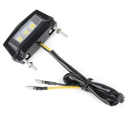 Universal Black Mini LED License Plate Light Cruiser Chopper Cafe Racer Scooter Motorcycle For Honda Yamaha Kawasaki Suzuki