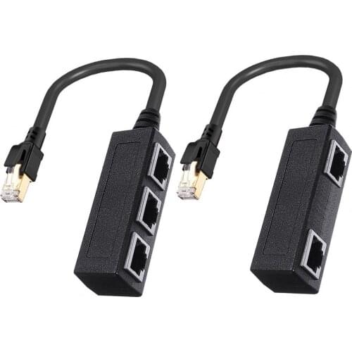 Cat8 Ethernet Splitter 40Gbps High Speed 2000Mhz RJ45 1 Male to 3 Female LAN Adapter Cable for Cat5 Cat5e Cat6 Cat7