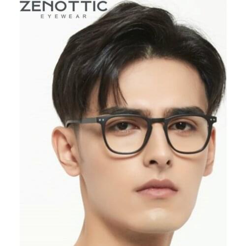 ZENOTTIC Vintage Computer Glasses Frame Men Square Optical Spectacles Myopia Eyeglasses Anti Blue Light Blocking Gaming Eyewear