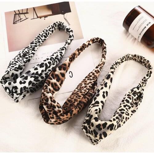 Women Fashion Cross Knot Leopard Print Turban Headband Elastic Hairbands Girls Hair Accessories New Headwear Bandanas Headwrap
