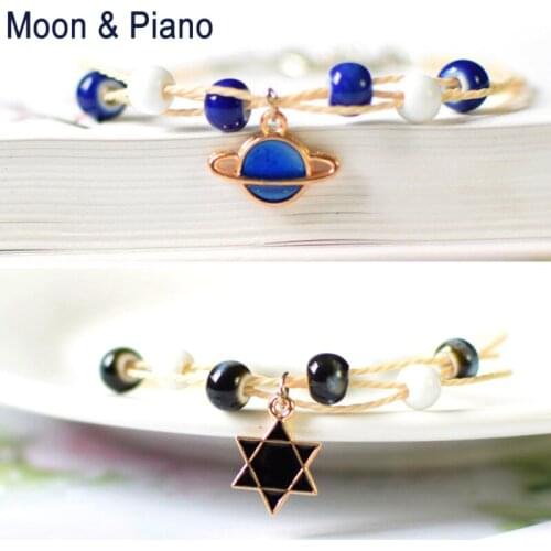 New Fashion Women Bracelet Uicorn Hexagonal Star Galaxy Ceramic Female Couple Sister Student Simple Sweet Elegant Bracelet