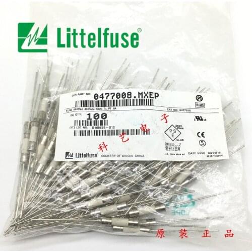 10~100PCS 0477008.MXEP 8A 500V 5*20New original Lite ceramic fuse tube T8A delay slow melting belt lead