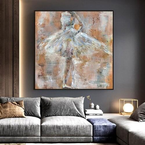 100% Hand Painted Oil Painting On Canvas Abstract Dancing Girl Wall Art Painting Vintage Minimalist Poster Art Modern Home Decor