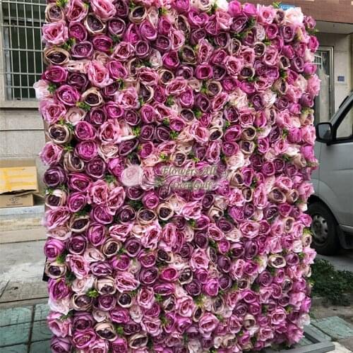 3D Artificial Flowers Wall And Fake Flower Row Use Pink Purple Rose And Hydrangeas For Wedding Background Decoration GY628