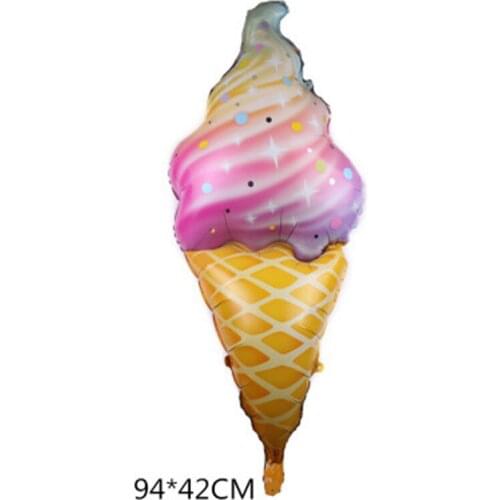 94*42cm Medium Rainbow Ice Cream Cone Aluminum Film Balloon Birthday Party Summer Decoration Wedding Room Balloon Wholesale