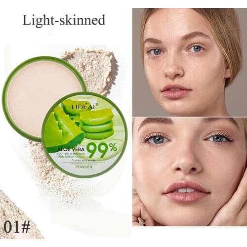 99% Aloe Vera Moisturizer Face Powder Smooth Foundation Pressed Powder Makeup Concealer Pores Cover Whitening Brighten Cosmetics