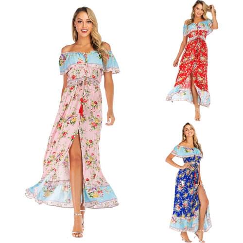 Boho Off Shoulder Beach Long Dress Beach Cover Up Saida De Banho Para Praia Sarong Robe De Plage Bikini Cover-ups Tunic