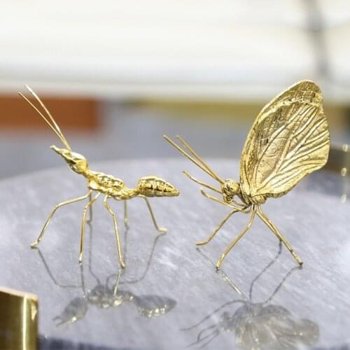 Decorative Metal Handicraft Copper Gold Ant Butterfly Ornament For Art Decor