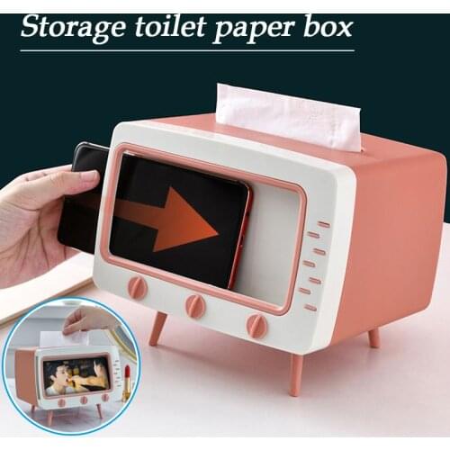 Facial Tissue Box Holder With Phone Mount Cute Versatile Tissue Box Cover For Home Office Салфетница Drop Shipping