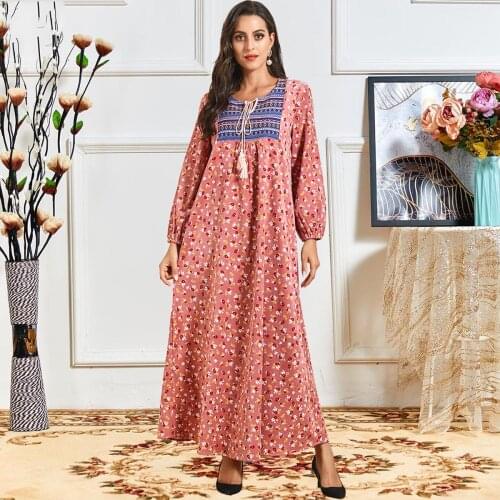 Elegant Winter Velvet Muslim Dress Women Floral Moroccan Kaftan Jubah Long Robe Islamic Clothing Turkey Hijab Arabic Dress Abaya