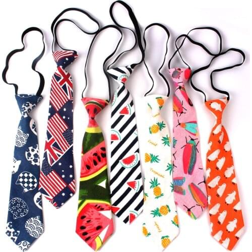 Boys Necktie Linen Cartoon Neck Tie for Children Suits 6cm Print Ties Slim Girls Tie Gravatas Rubber Tie