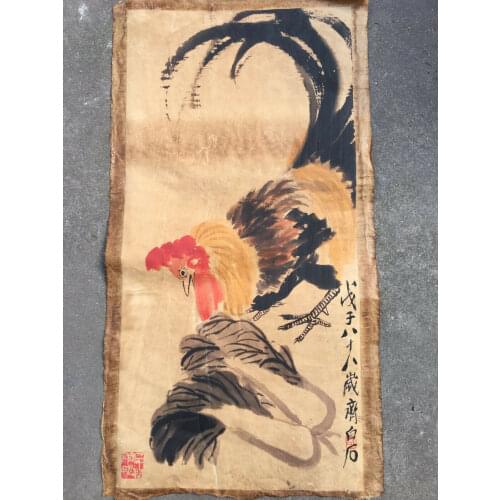 Chinese Old Scroll Qi Baishi - Baicai Daji Painting Rice Paper Painting Slice