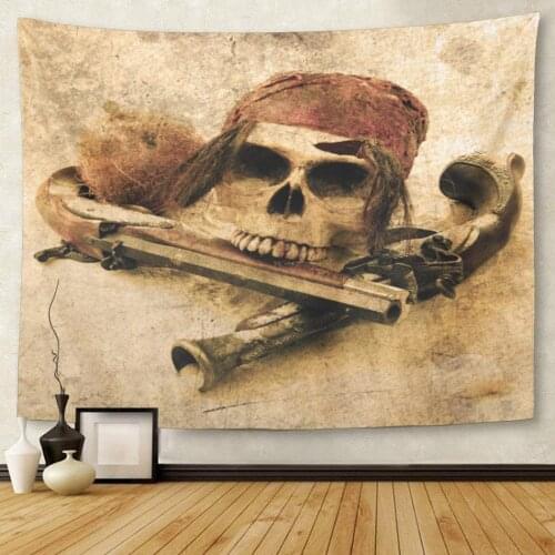 Ship Pirate Grunge Halloween Gun Tapestry Wall Hanging for Living Room Bedroom Dorm 60x80 Inches