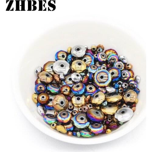 3-10mm Natural Stone Plating Colors Flat Faceted Round Hematite Ore Spacer Loose Beads For Jewelry Making DIY Bracelet Findings