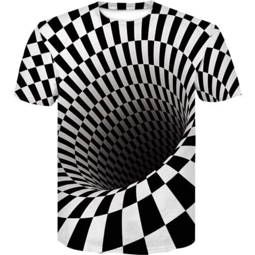 Fashion Black and white plaid T-shirt New Unisex 3d Print Tops Tees Harajuku Casual Tshirt Custom Short Sleeve Plus size S-5XL