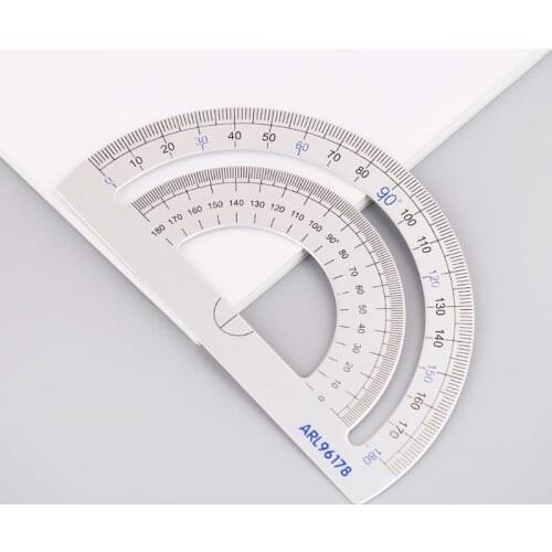 4Pcs Drawing School Supplies Set Square Triangle Ruler Aluminum Alloy Protractor