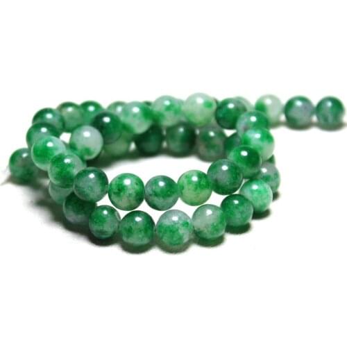Wholesale 8 mm Natural White Stone Round Beads Dye Green White Pattern For Jewelry Making DIY Bracelet Necklace Strand 15